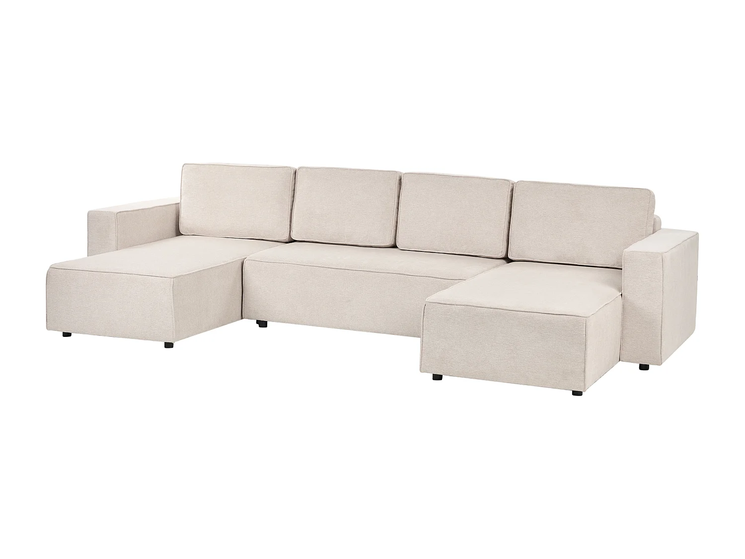 Canapé-lit en forme de U 4 places VATNE Tissu Beige clair avec rangement