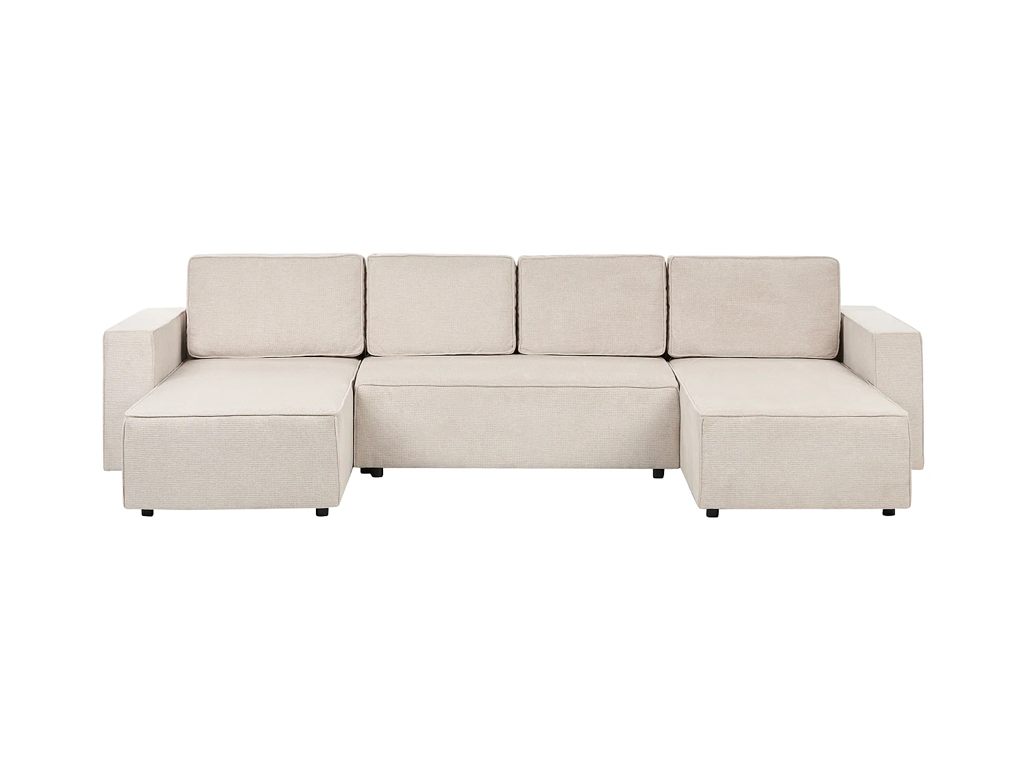 Canapé-lit en forme de U 4 places VATNE Tissu Beige clair avec rangement