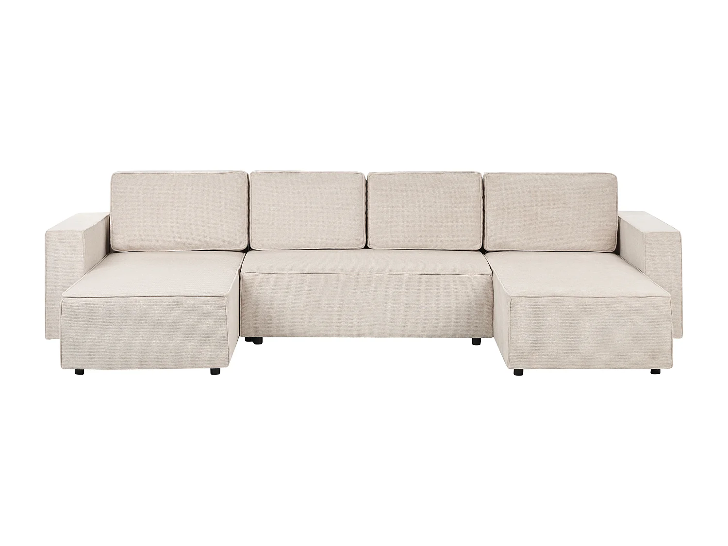 Sofá cama con forma de U VATNE Tela Beige claro con almacenaje 4 plazas