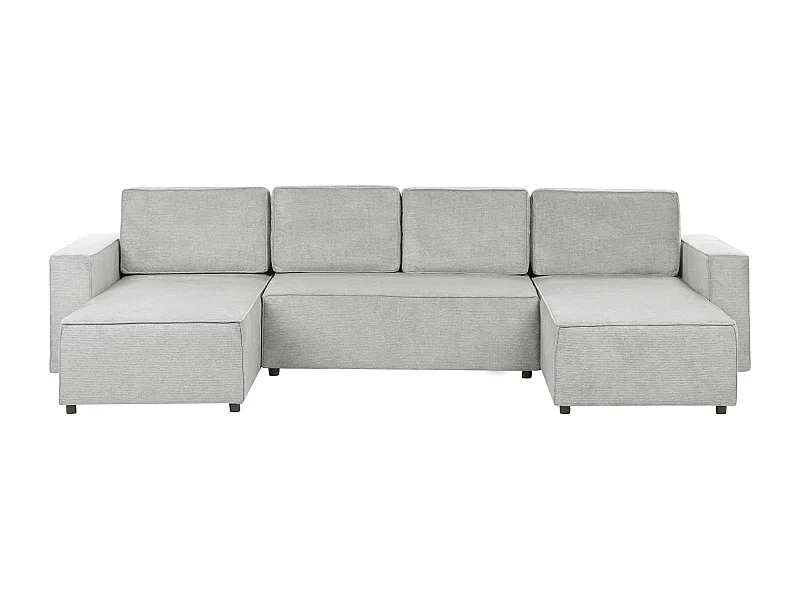 Sofá cama con forma de U VATNE Tela Gris claro con almacenaje 4 plazas