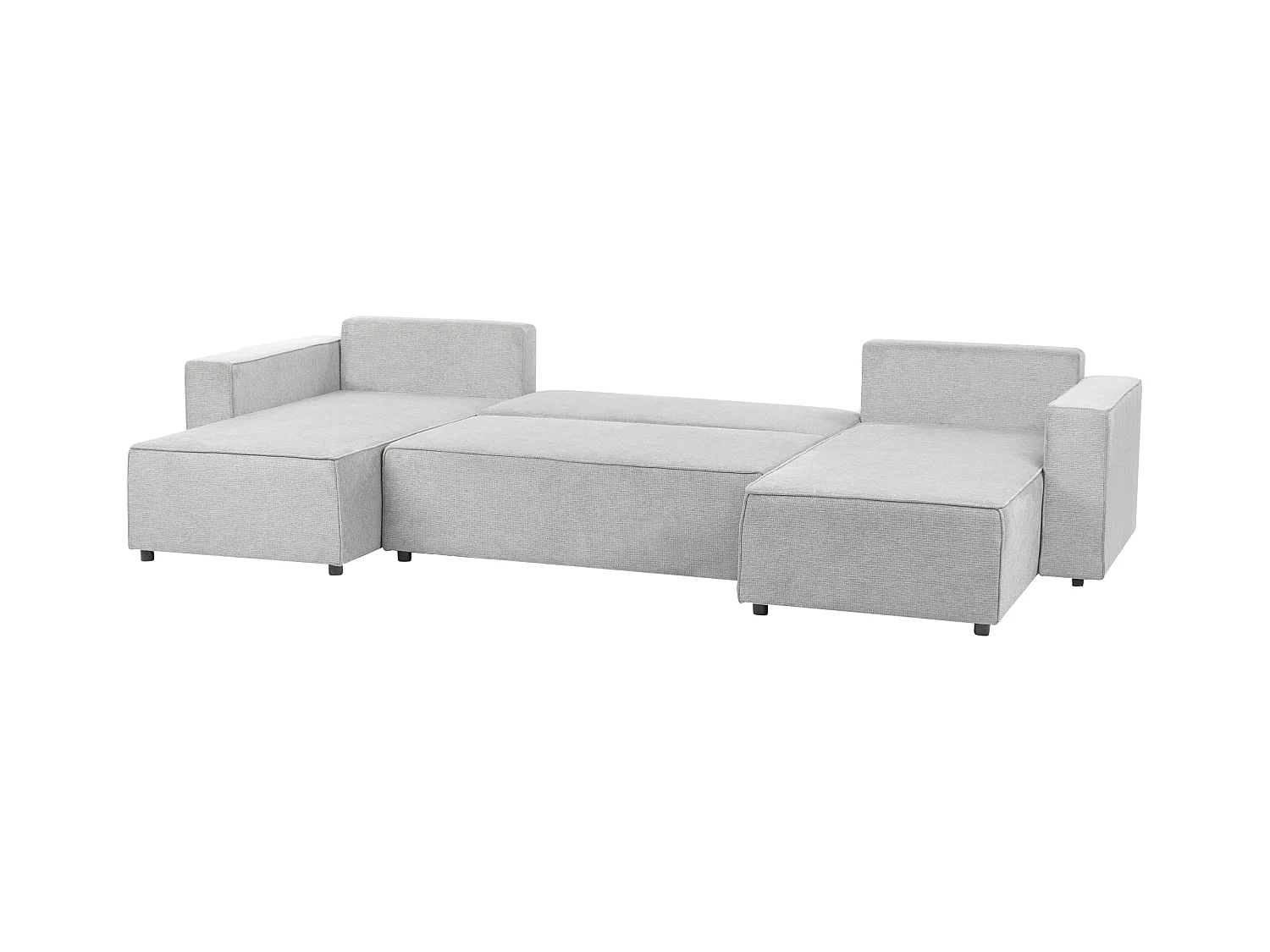 U-förmiges Schlafsofa VATNE Stoff Hellgrau mit Stauraum 4-Sitzer