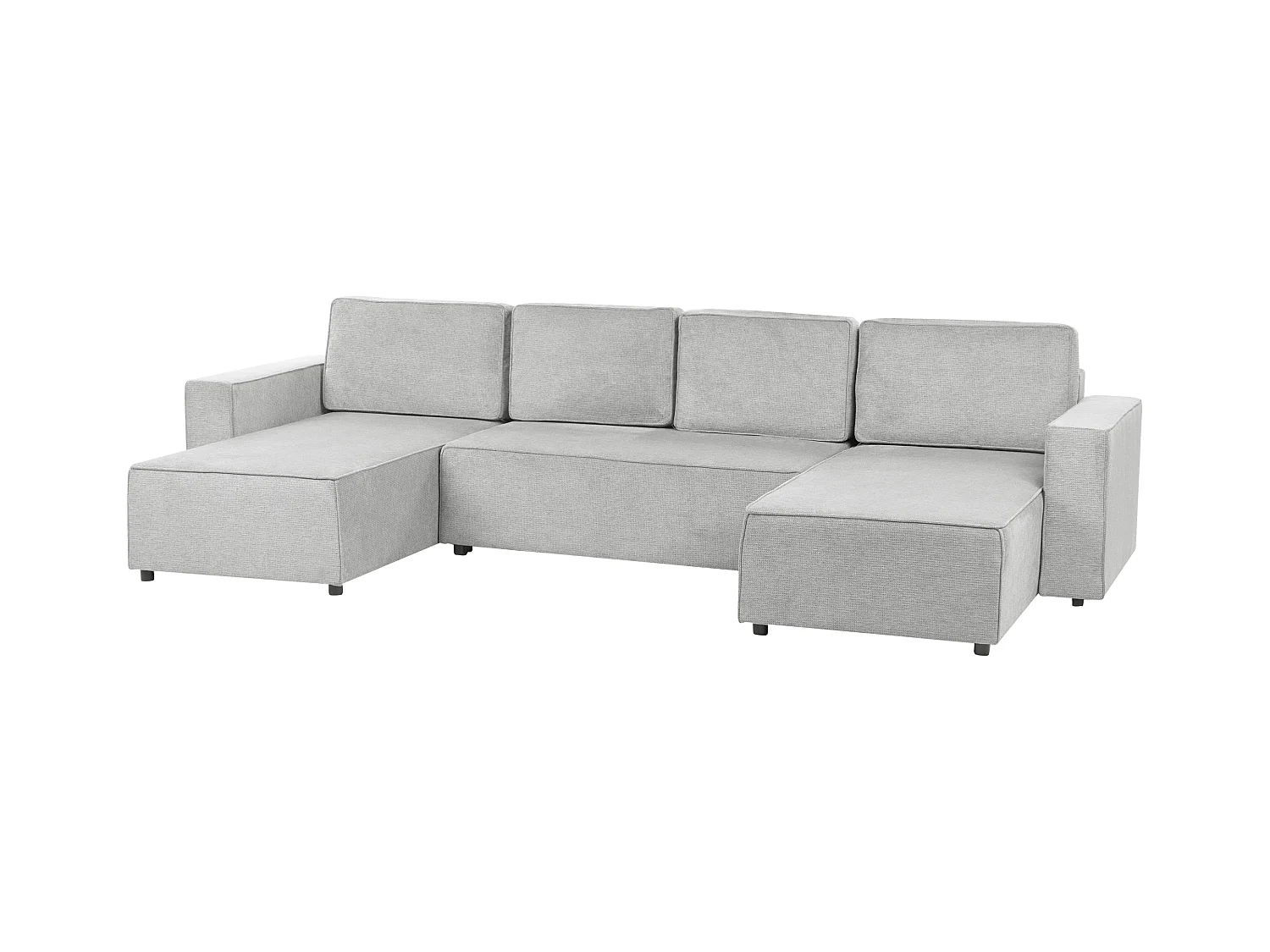 U-förmiges Schlafsofa VATNE Stoff Hellgrau mit Stauraum 4-Sitzer