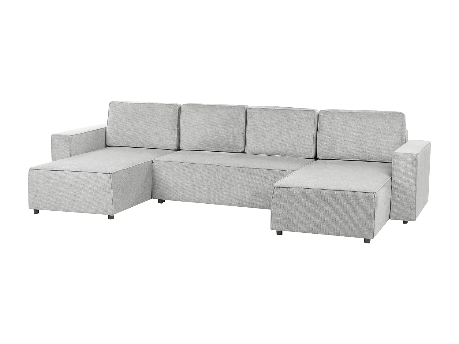 Canapé-lit en forme de U 4 places VATNE Tissu Gris clair avec rangement