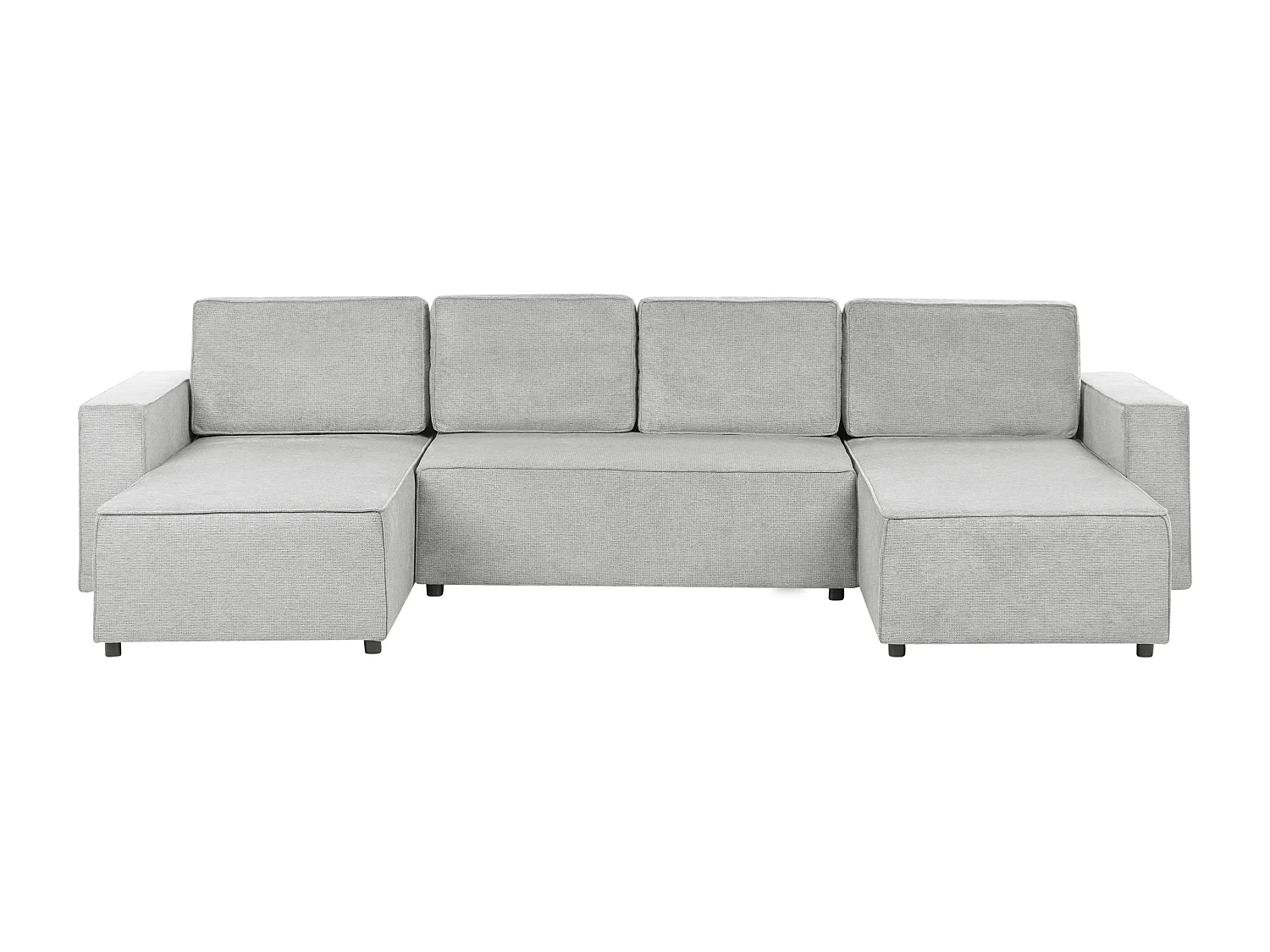 U-förmiges Schlafsofa VATNE Stoff Hellgrau mit Stauraum 4-Sitzer