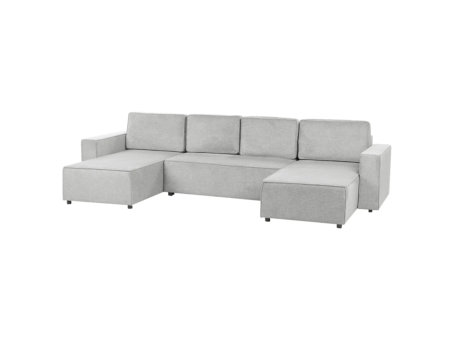 Canapé d'angle convertible clic-clac 4 places avec rangement en coton gris clair VATNE