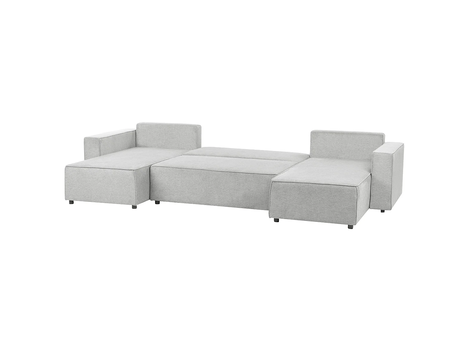Canapé d'angle convertible clic-clac 4 places avec rangement en coton gris clair VATNE
