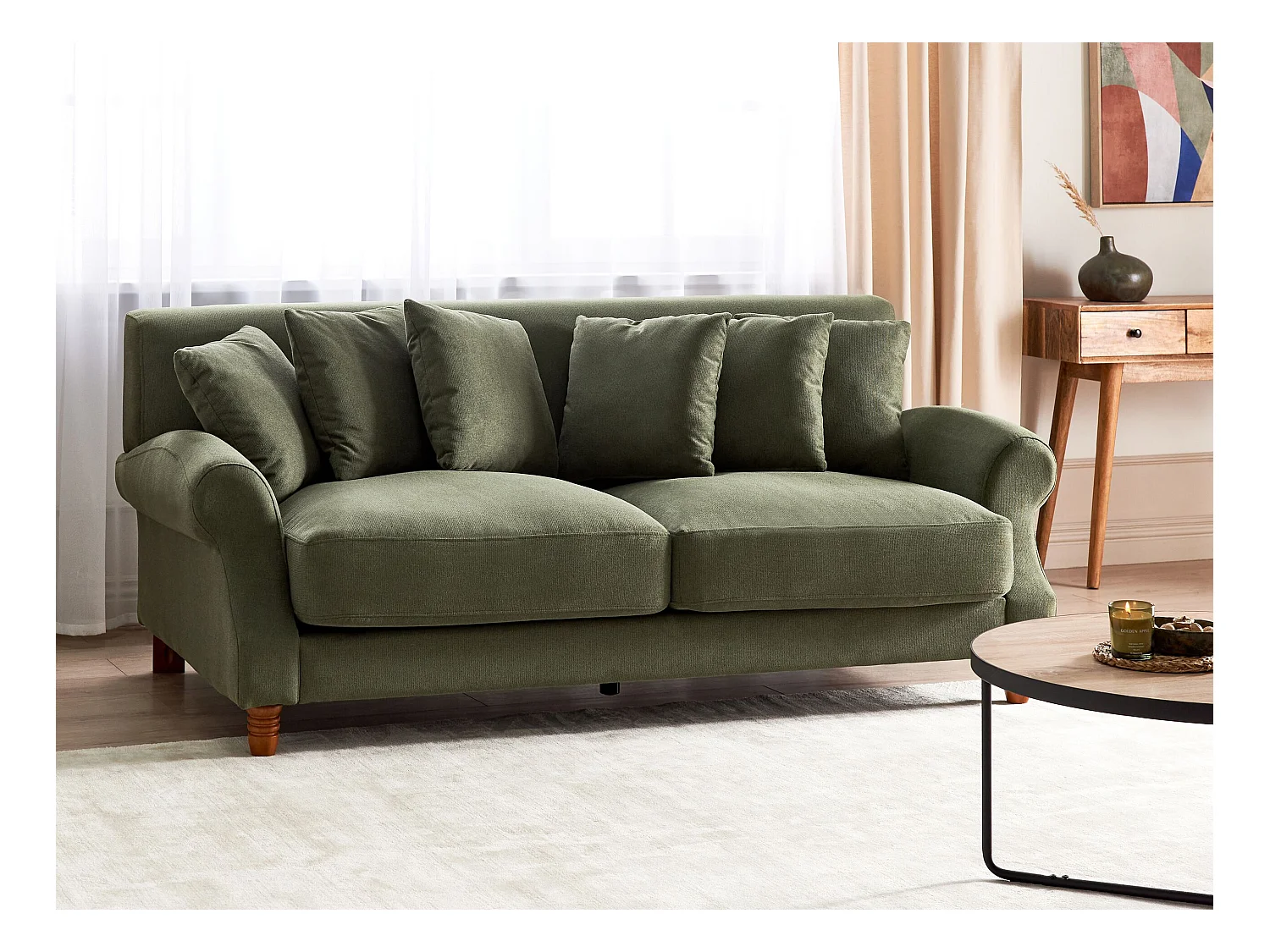 Canapé 2 places EIKE Tissu Vert foncé