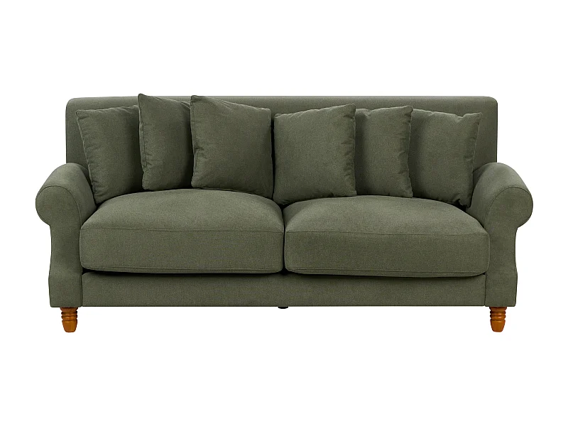 2-Sitzer Sofa Stoffbezug grün mit mehreren Kissen Polstersofa Retro-Stil Eike