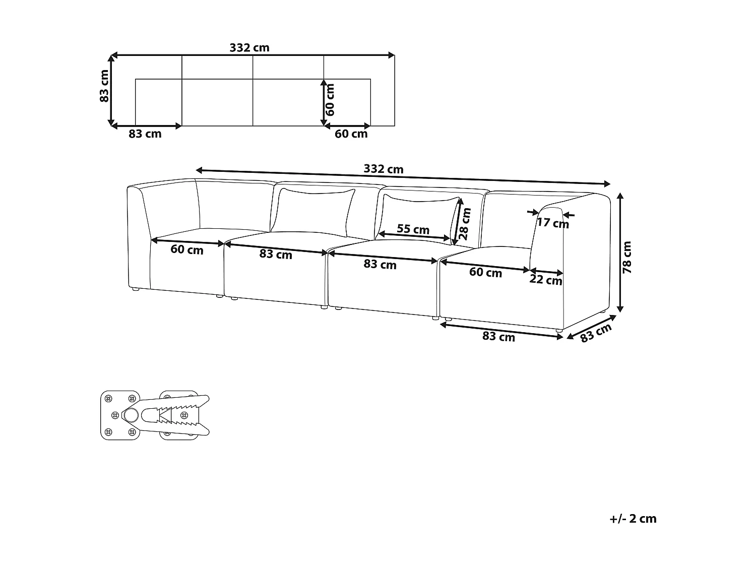 Modulsofa LEMVIG Cord Dunkelgrün 4-Sitzer