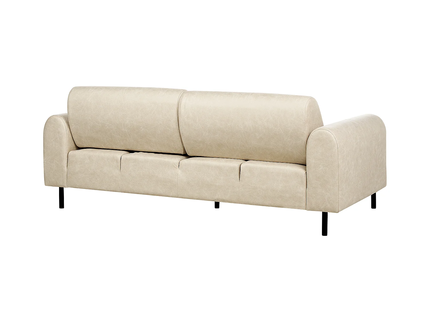 3-Sitzer Sofa Lederoptik beige verstellbare Rückenlehne Metallfüße schwarz Askim