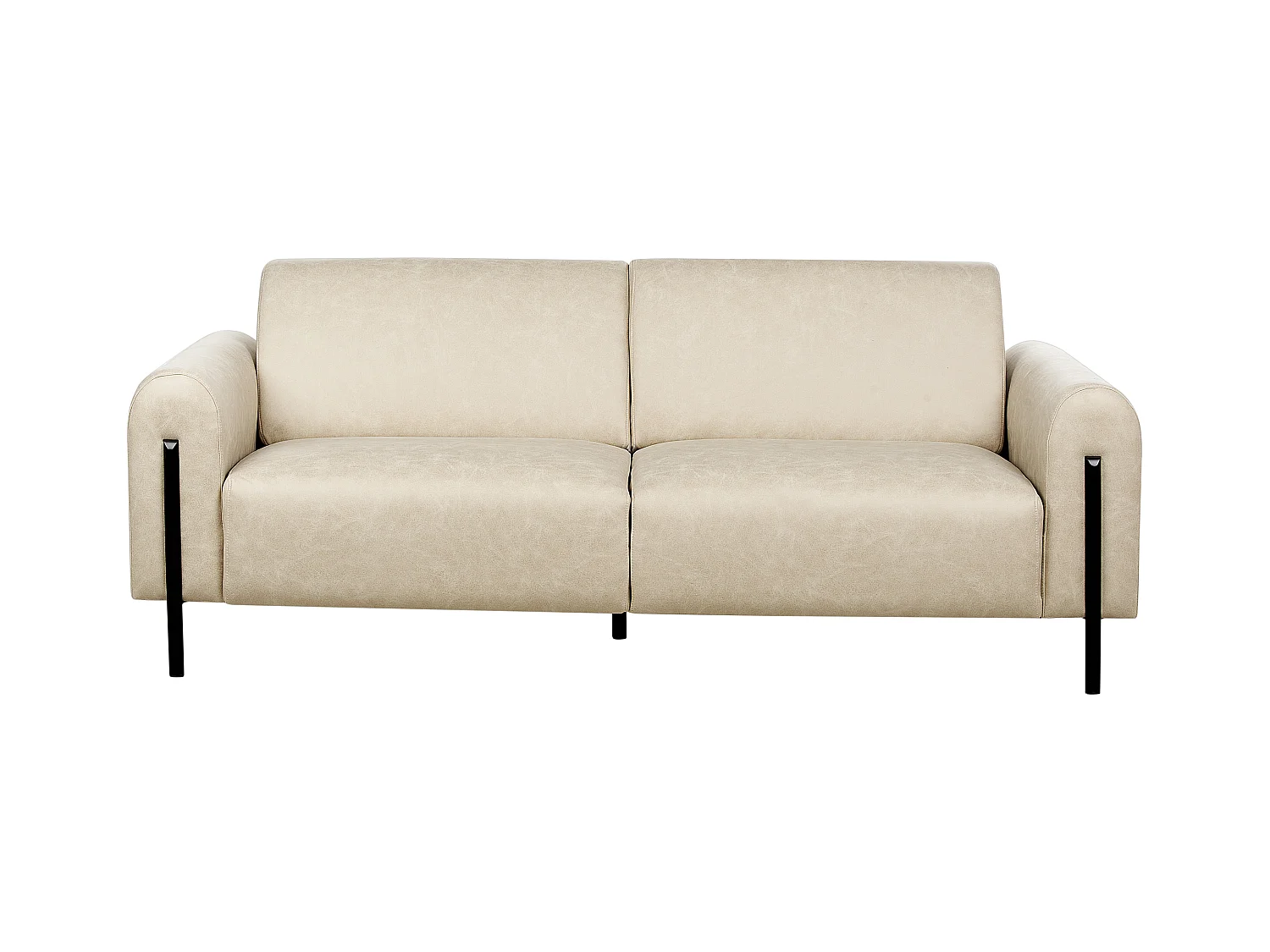 3-Sitzer Sofa Lederoptik beige verstellbare Rückenlehne Metallfüße schwarz Askim