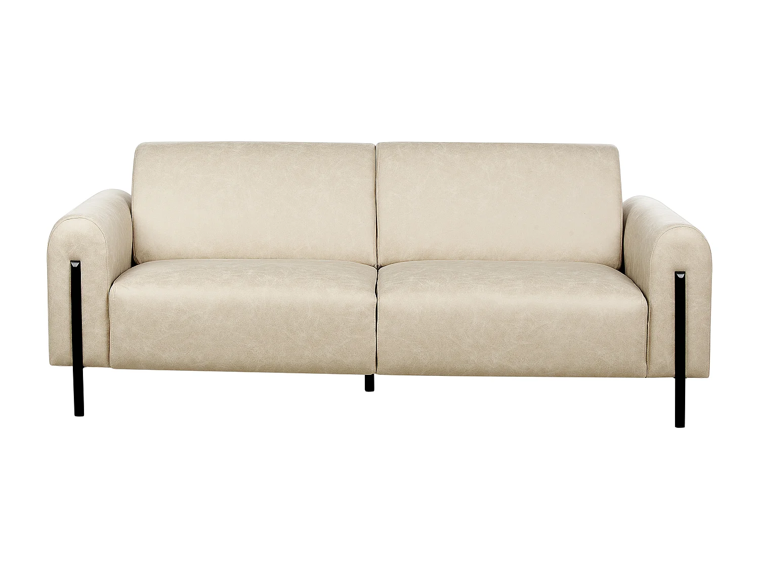 3-Sitzer Sofa Lederoptik beige verstellbare Rückenlehne Metallfüße schwarz Askim