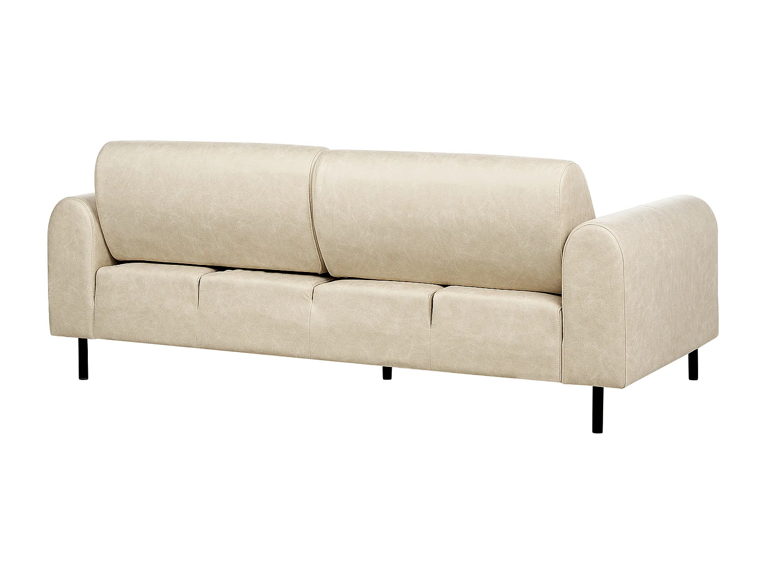 3-Sitzer Sofa Lederoptik beige verstellbare Rückenlehne Metallfüße schwarz Askim