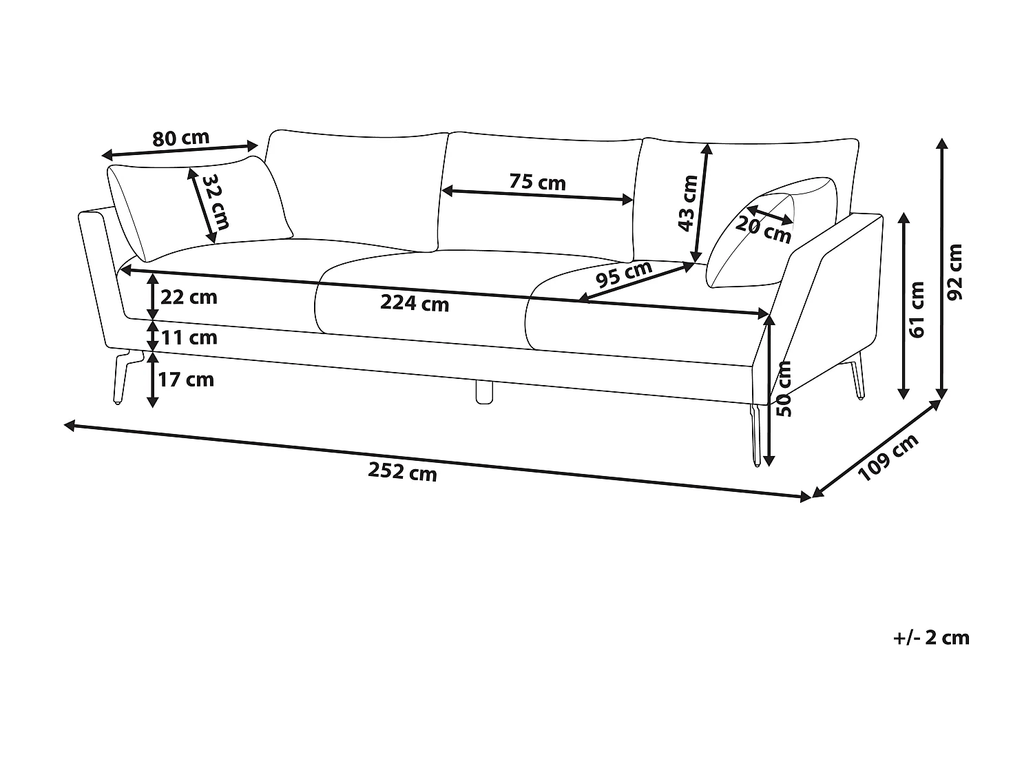 Sofa NENOLA Bouclé Cremeweiss 4-Sitzer