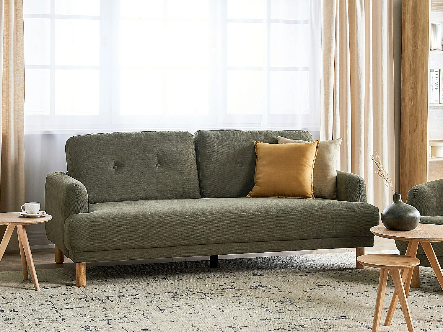 Divano TUVE Velluto a coste Verde scuro 3 posti