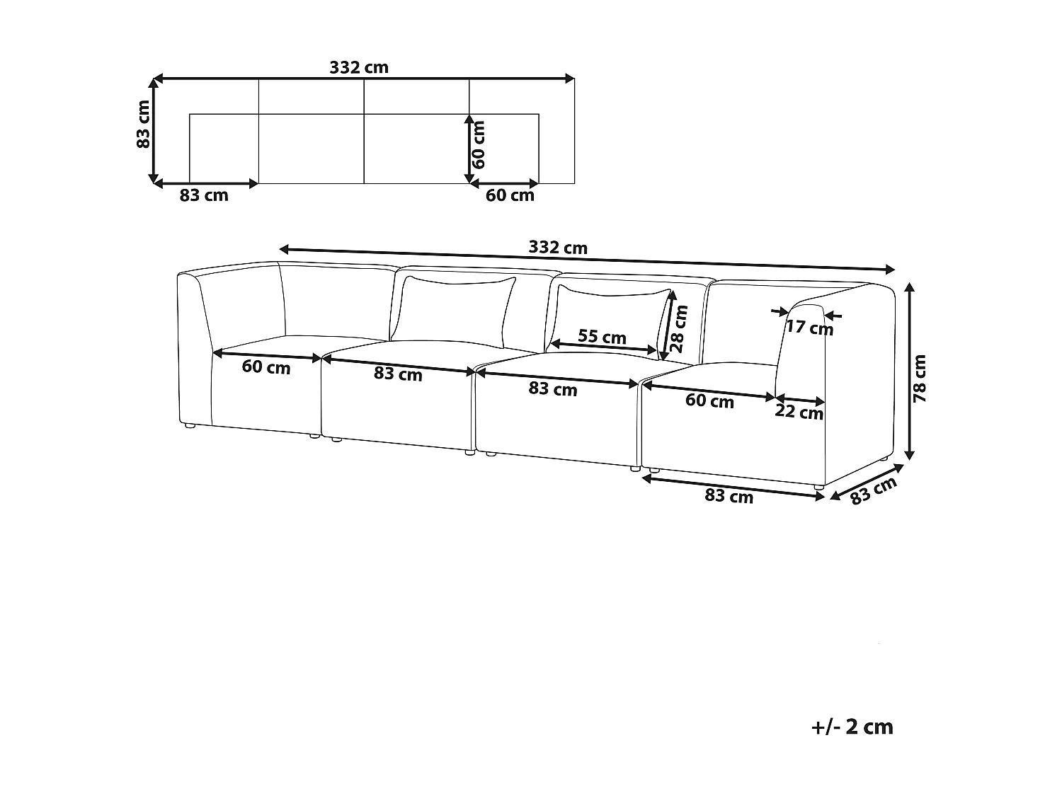 Modulsofa LEMVIG Cord Hellbeige 4-Sitzer
