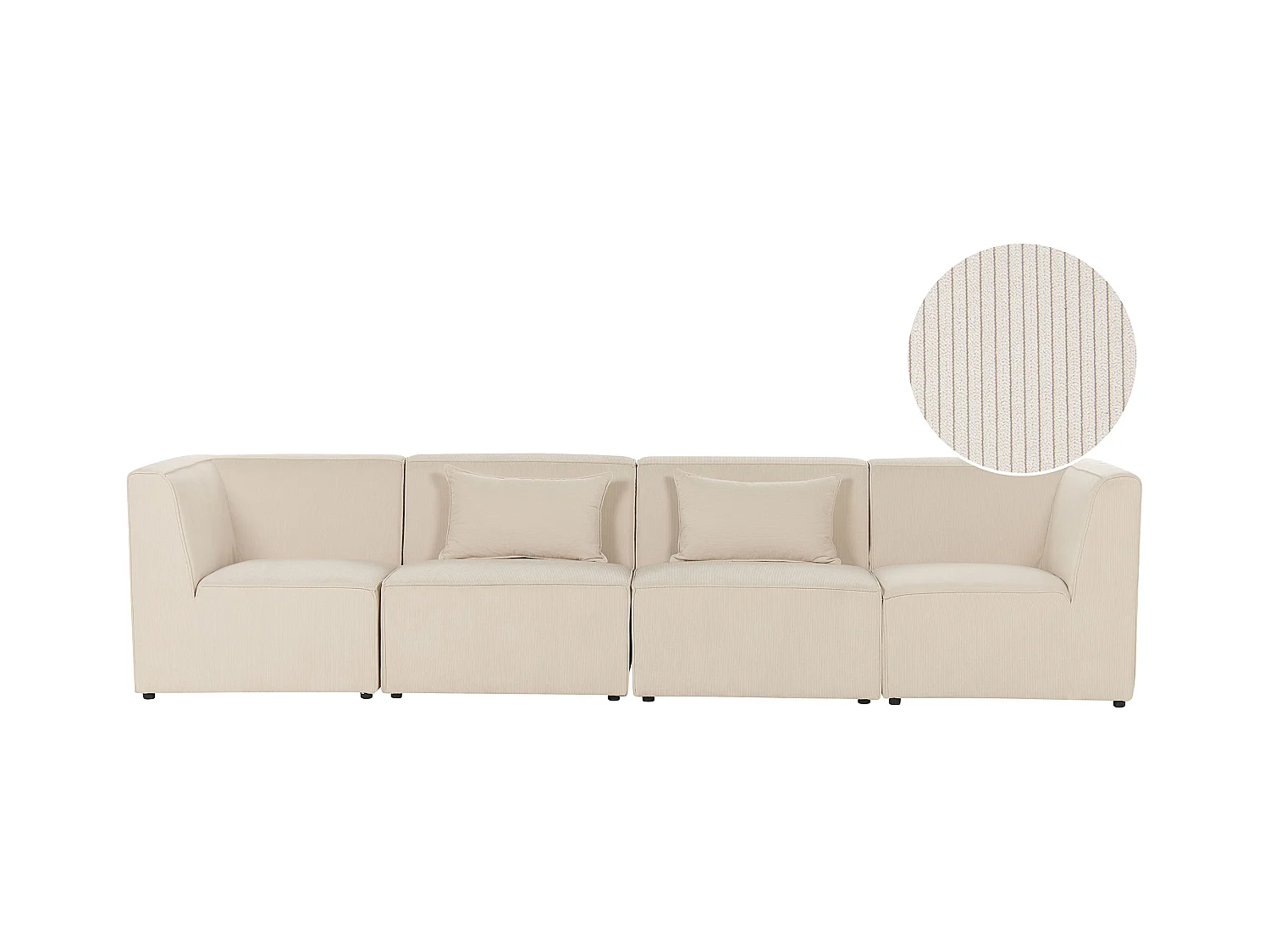 Canapé modulable 4 places LEMVIG Velours côtelé Beige clair