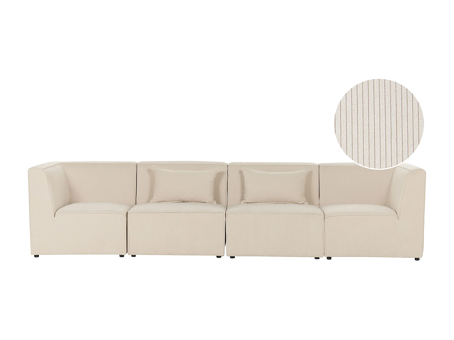 Canapé modulable 4 places LEMVIG Velours côtelé Beige clair