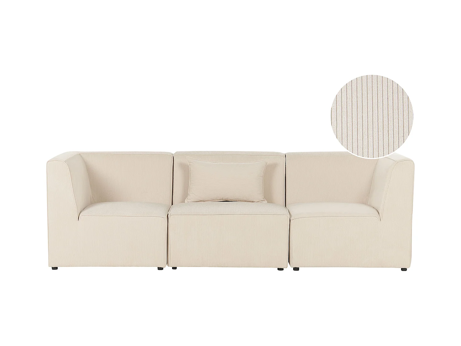 Canapé modulable 3 places LEMVIG Velours côtelé Beige clair