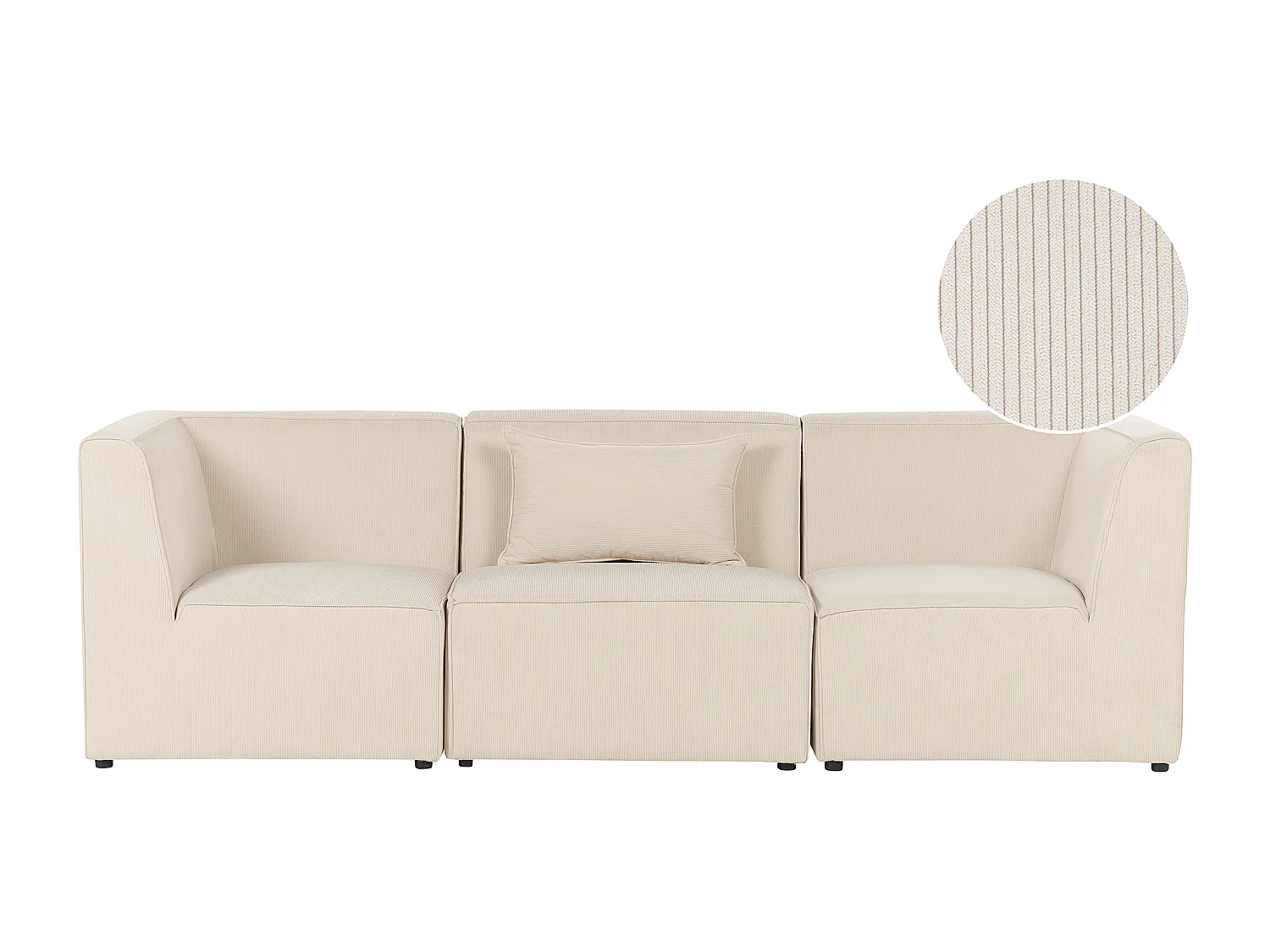 Canapé modulable 3 places LEMVIG Velours côtelé Beige clair