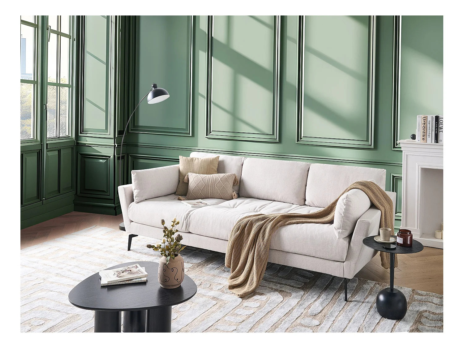 Canapé 4 places NENOLA Tissu Beige clair