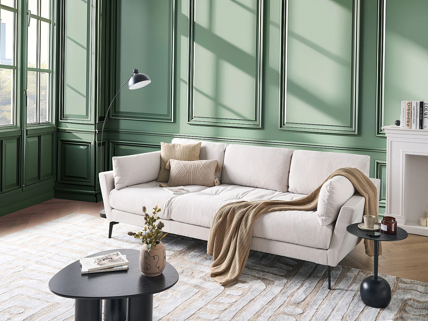 Canapé 4 places NENOLA Tissu Beige clair