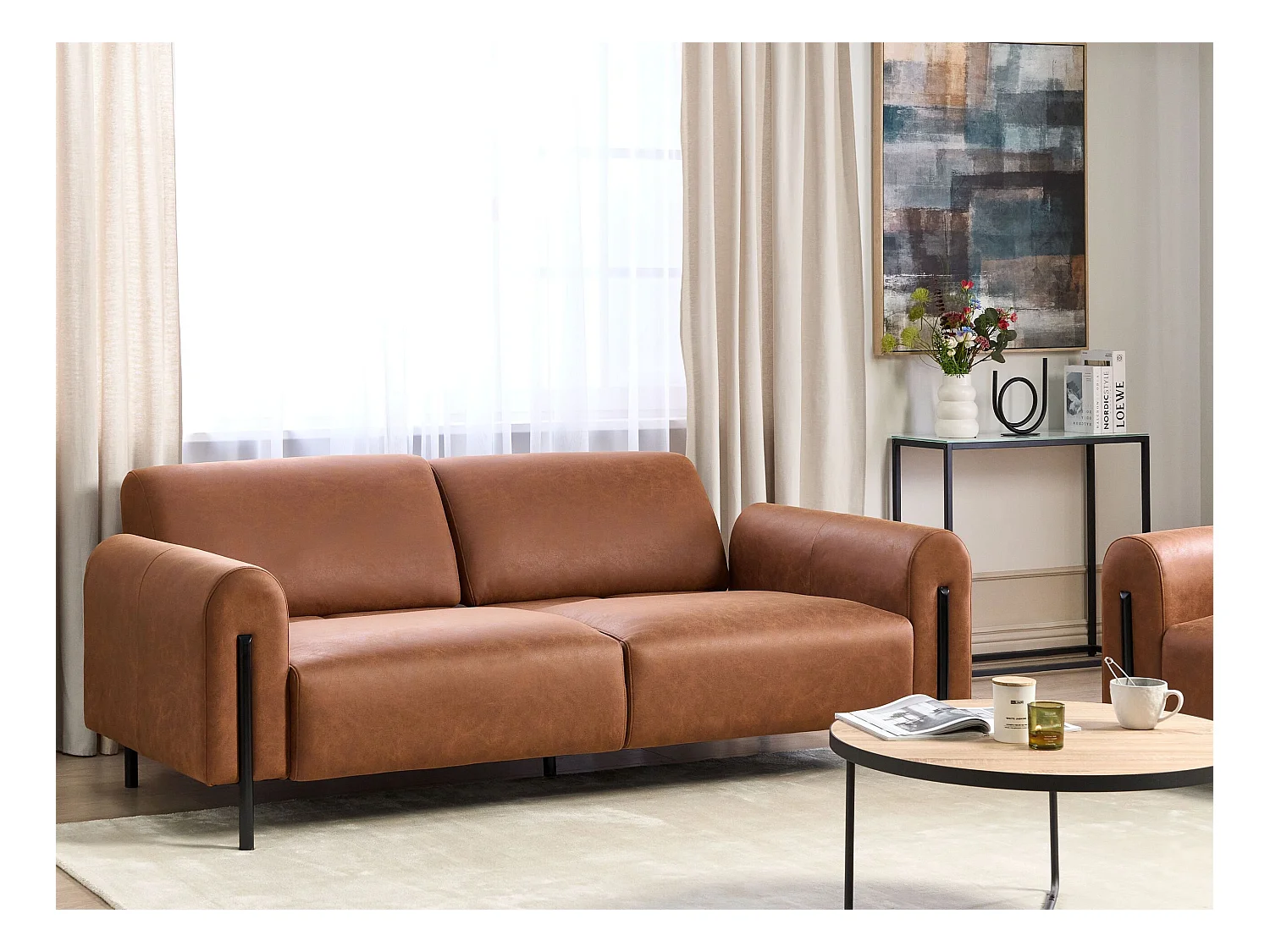 Sofa ASKIM Stoff Goldbraun 3-Sitzer