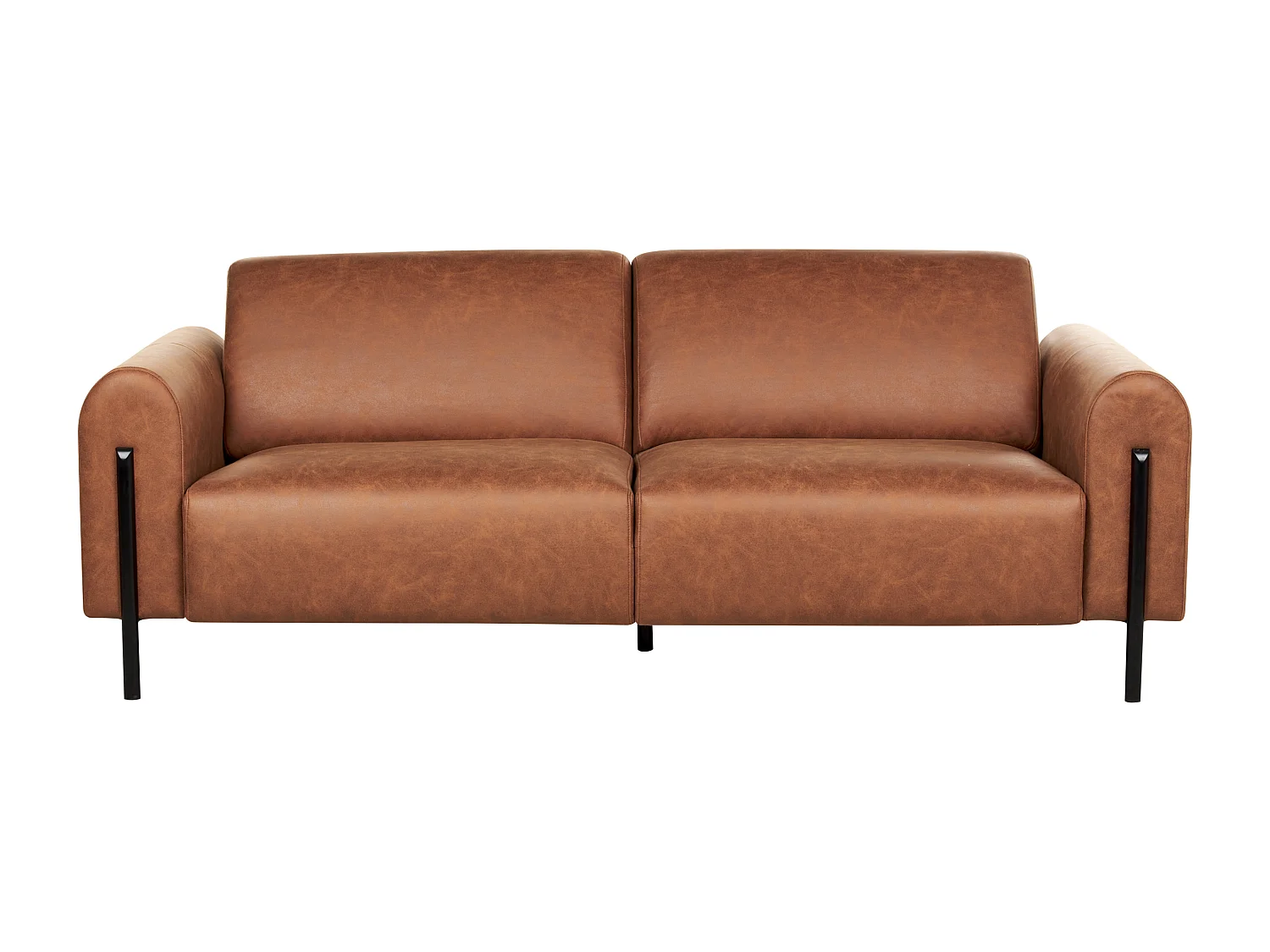 Sofá ASKIM Tela Marrón dorado 3 plazas