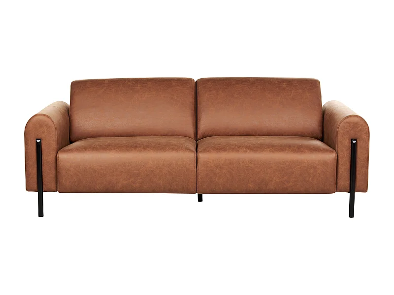 Sofá ASKIM Tela Marrón dorado 3 plazas