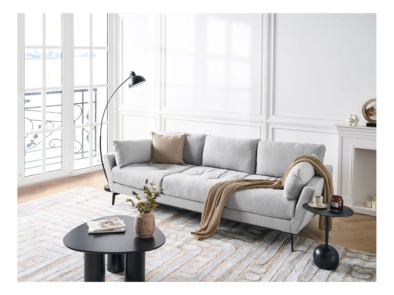 Canapé 4 places NENOLA Tissu Gris