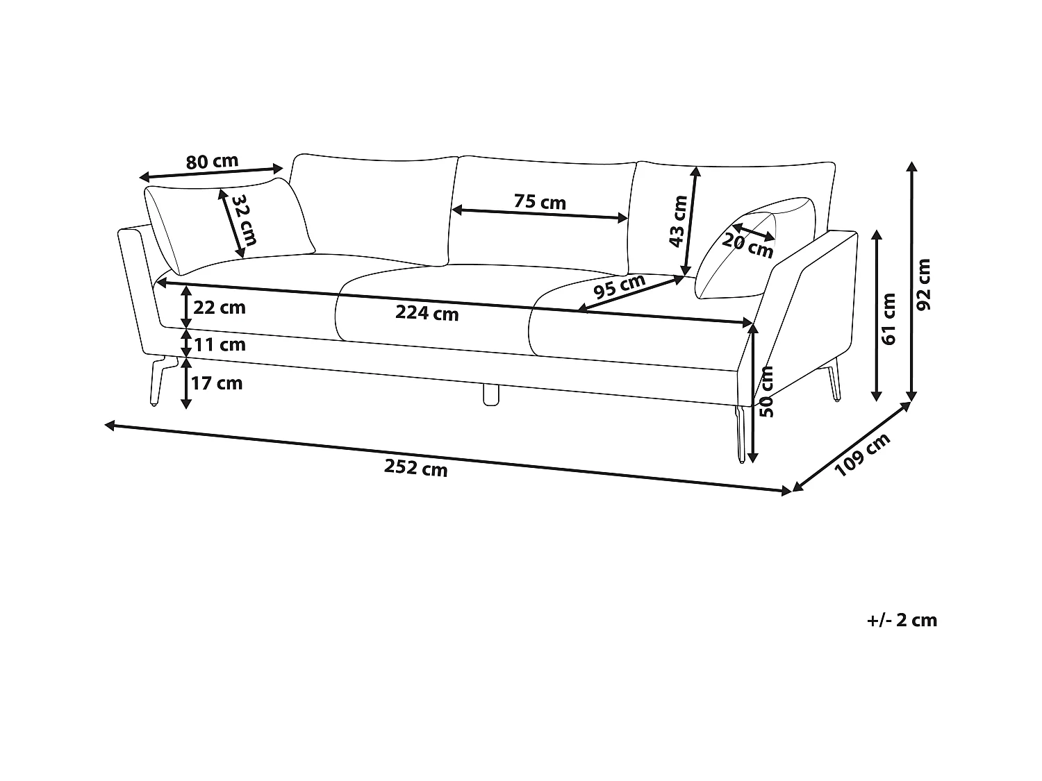 Canapé 4 places NENOLA Tissu Gris