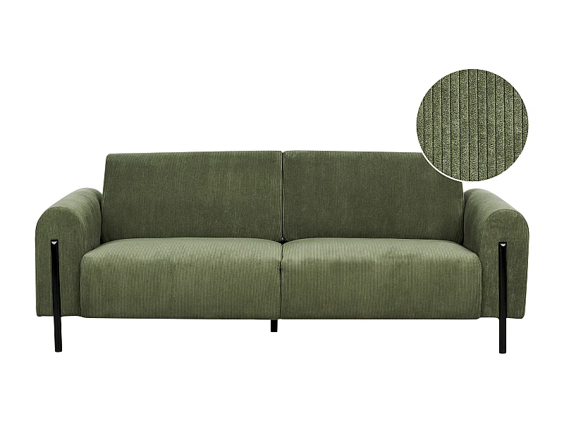 Divano ASKIM Velluto a coste Verde oliva 3 posti
