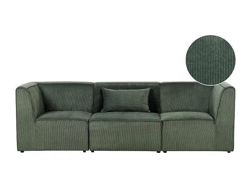 Sofa modułowa LEMVIG Sztruks Ciemnozielony dla 3 osób