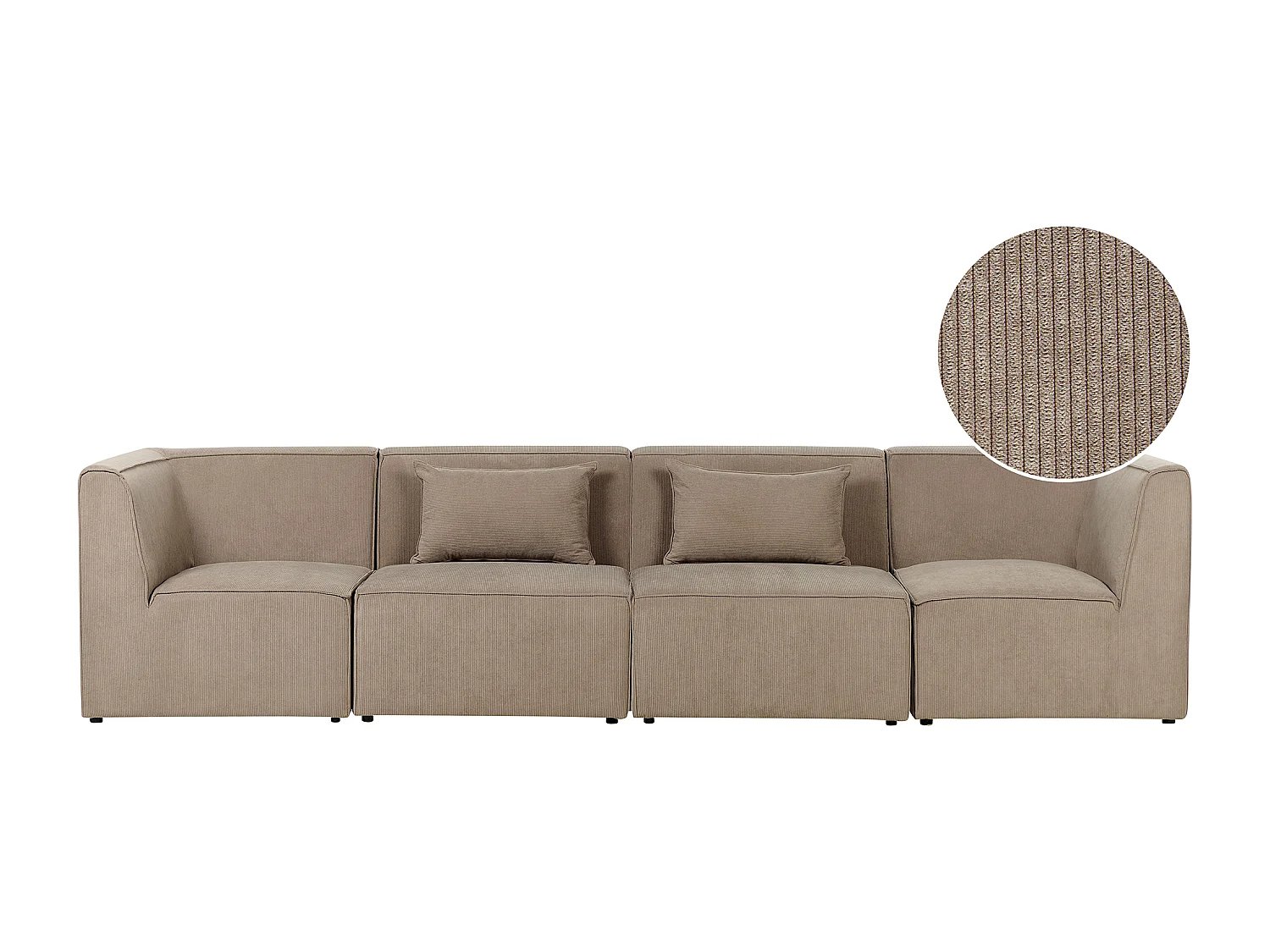 Canapé modulable 4 places LEMVIG Velours côtelé Taupe