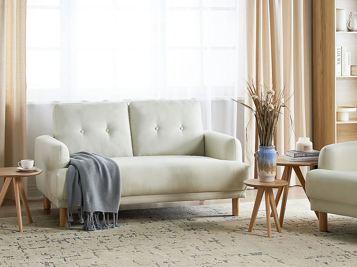 Canapé TUVE Tissu Blanc cassé 2 places