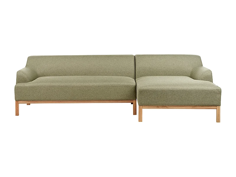 Canapé d'Angle à droite Pieds en Bois Meuble Coin de Salon en Tissu Polyester Vert Olive Sosjo