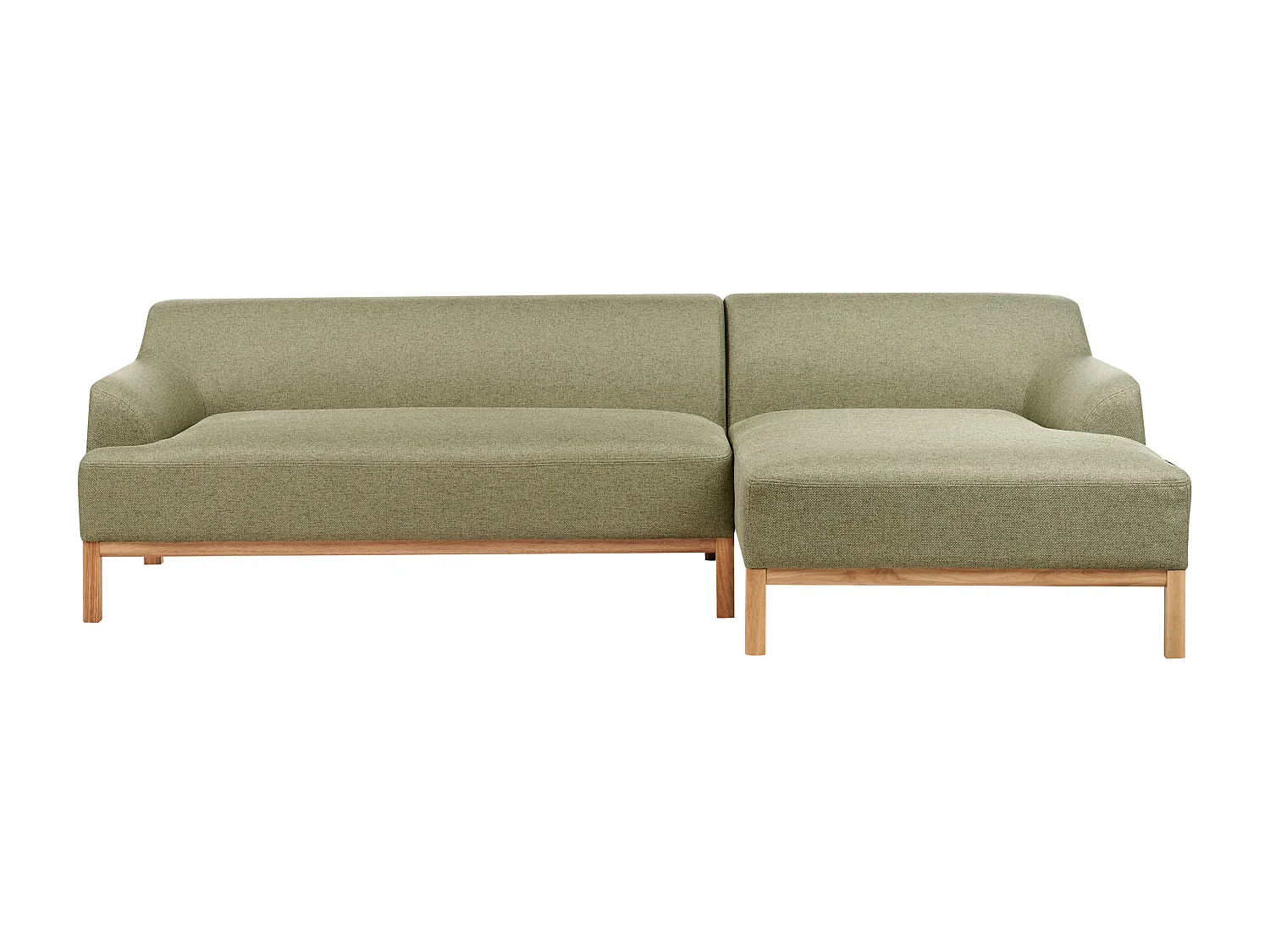 Canapé d'Angle à droite Pieds en Bois Meuble Coin de Salon en Tissu Polyester Vert Olive Sosjo