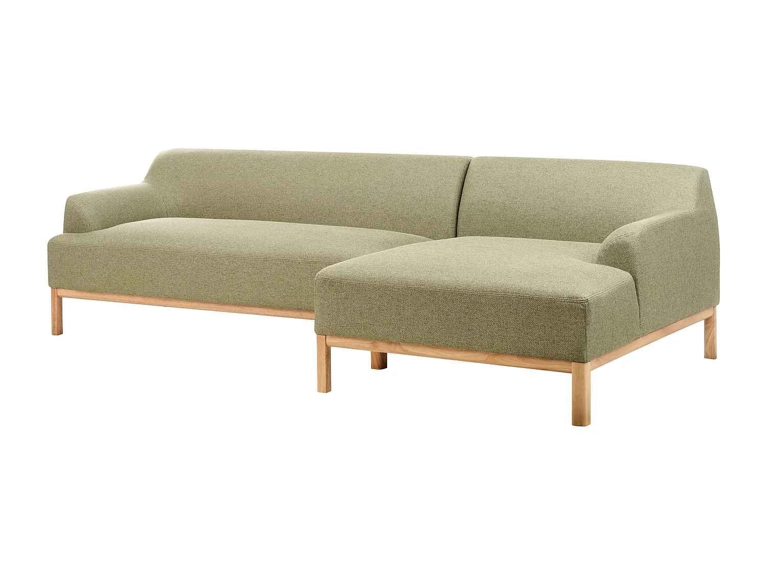 Canapé d'Angle à droite Pieds en Bois Meuble Coin de Salon en Tissu Polyester Vert Olive Sosjo