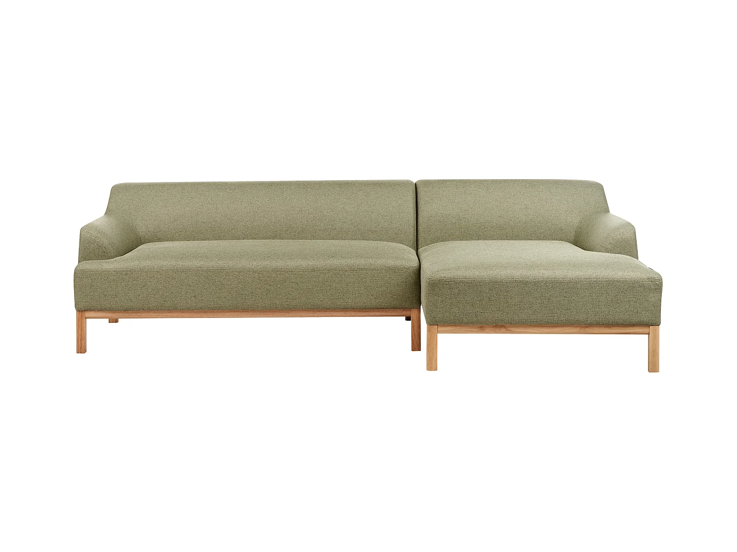Canapé d'Angle à droite Pieds en Bois Meuble Coin de Salon en Tissu Polyester Vert Olive Sosjo