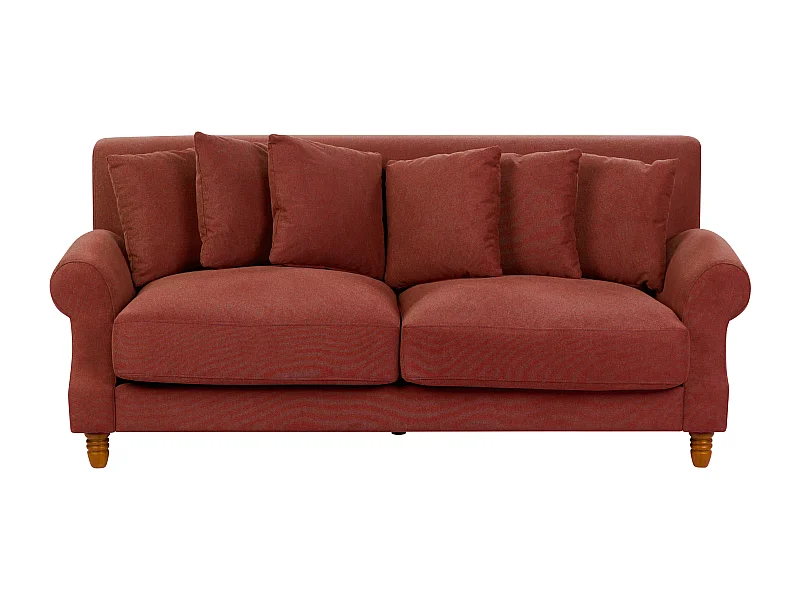 2-Sitzer Sofa Stoffbezug rot mit mehreren Kissen Polstersofa Retro-Stil Eike