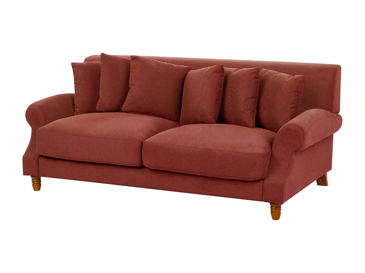 2-Sitzer Sofa Stoffbezug rot mit mehreren Kissen Polstersofa Retro-Stil Eike