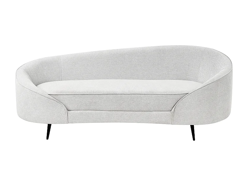 3er Sofa Stoff creme weiß gebogen oval mit schwarzen Metallbeinen Retro Savar