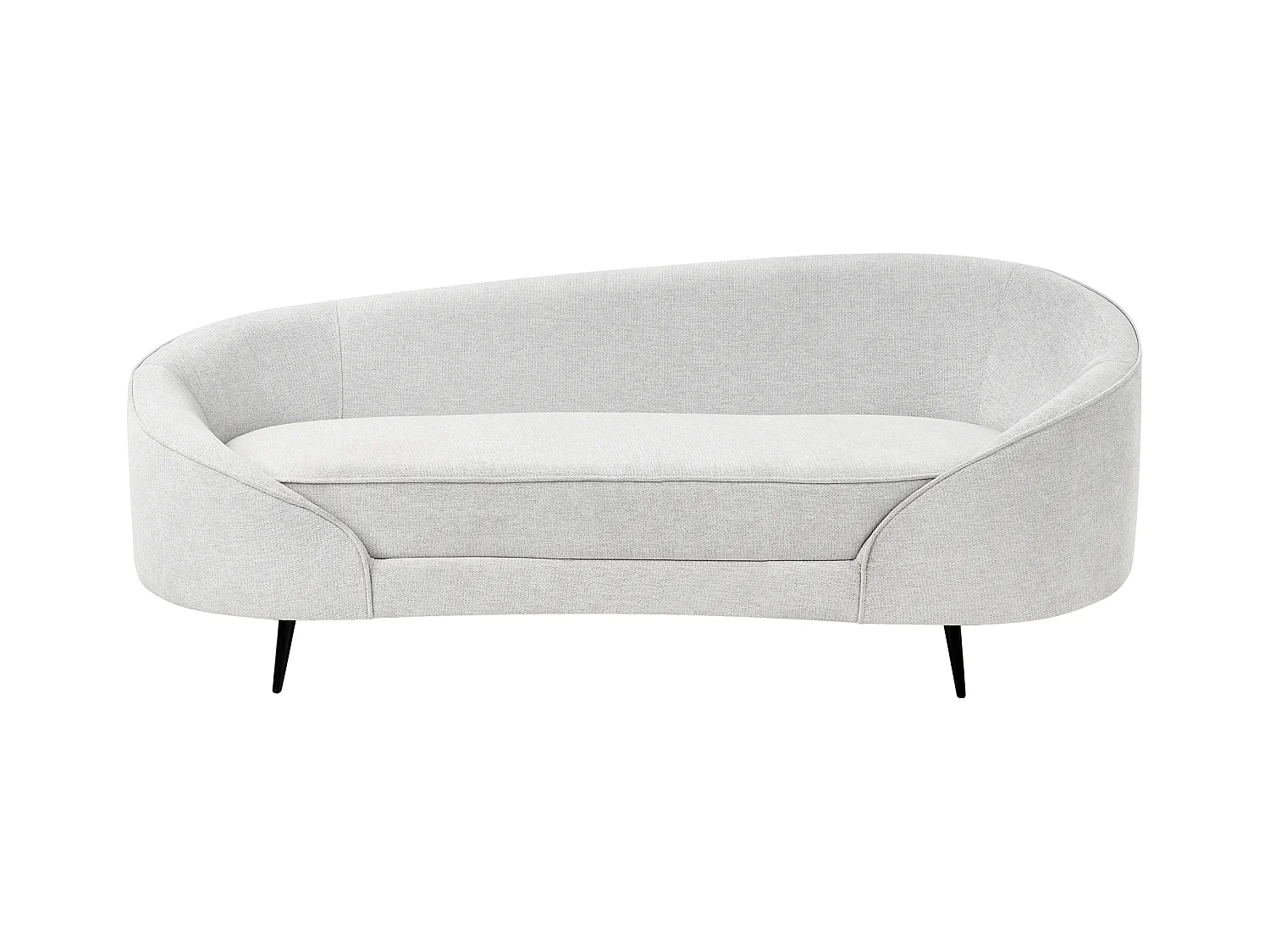 3er Sofa Stoff creme weiß gebogen oval mit schwarzen Metallbeinen Retro Savar