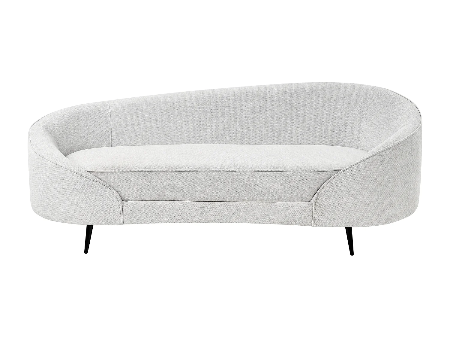 3er Sofa Stoff creme weiß gebogen oval mit schwarzen Metallbeinen Retro Savar