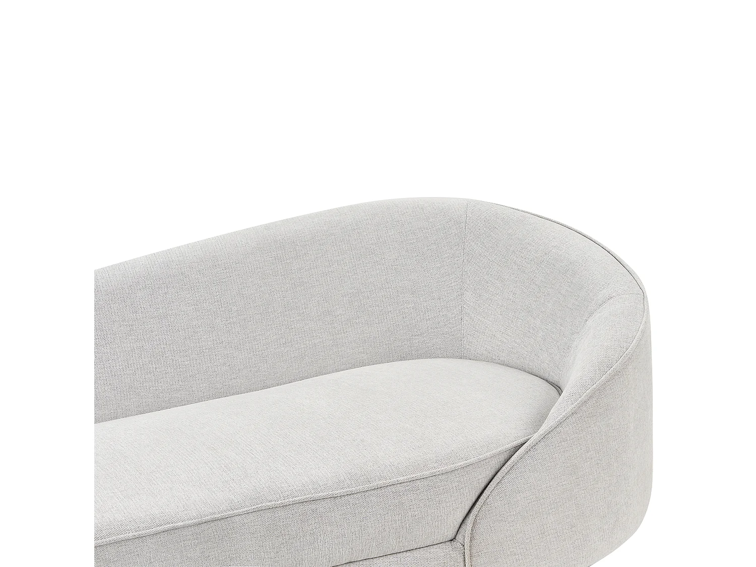 3er Sofa Stoff creme weiß gebogen oval mit schwarzen Metallbeinen Retro Savar