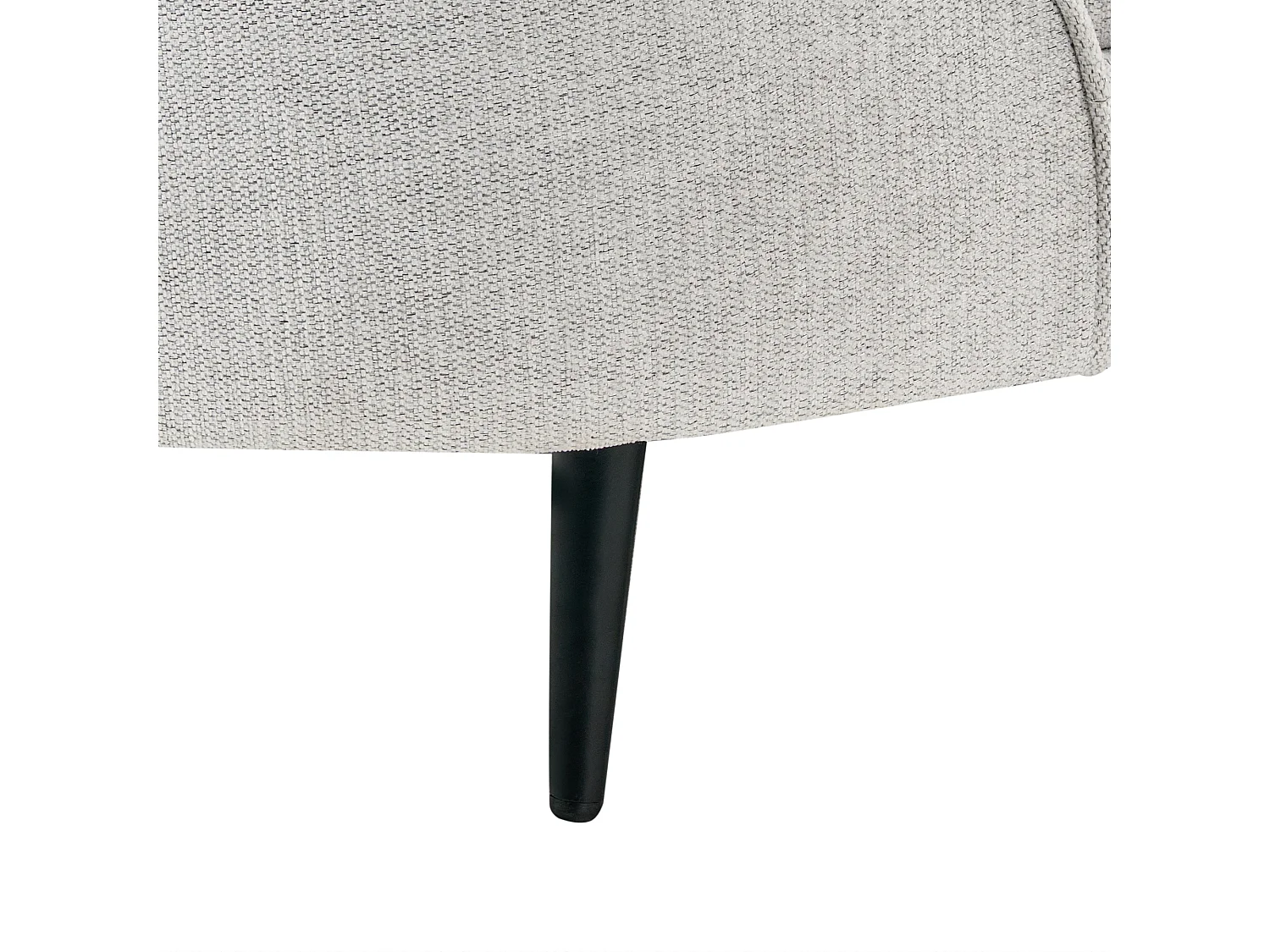 3er Sofa Stoff creme weiß gebogen oval mit schwarzen Metallbeinen Retro Savar