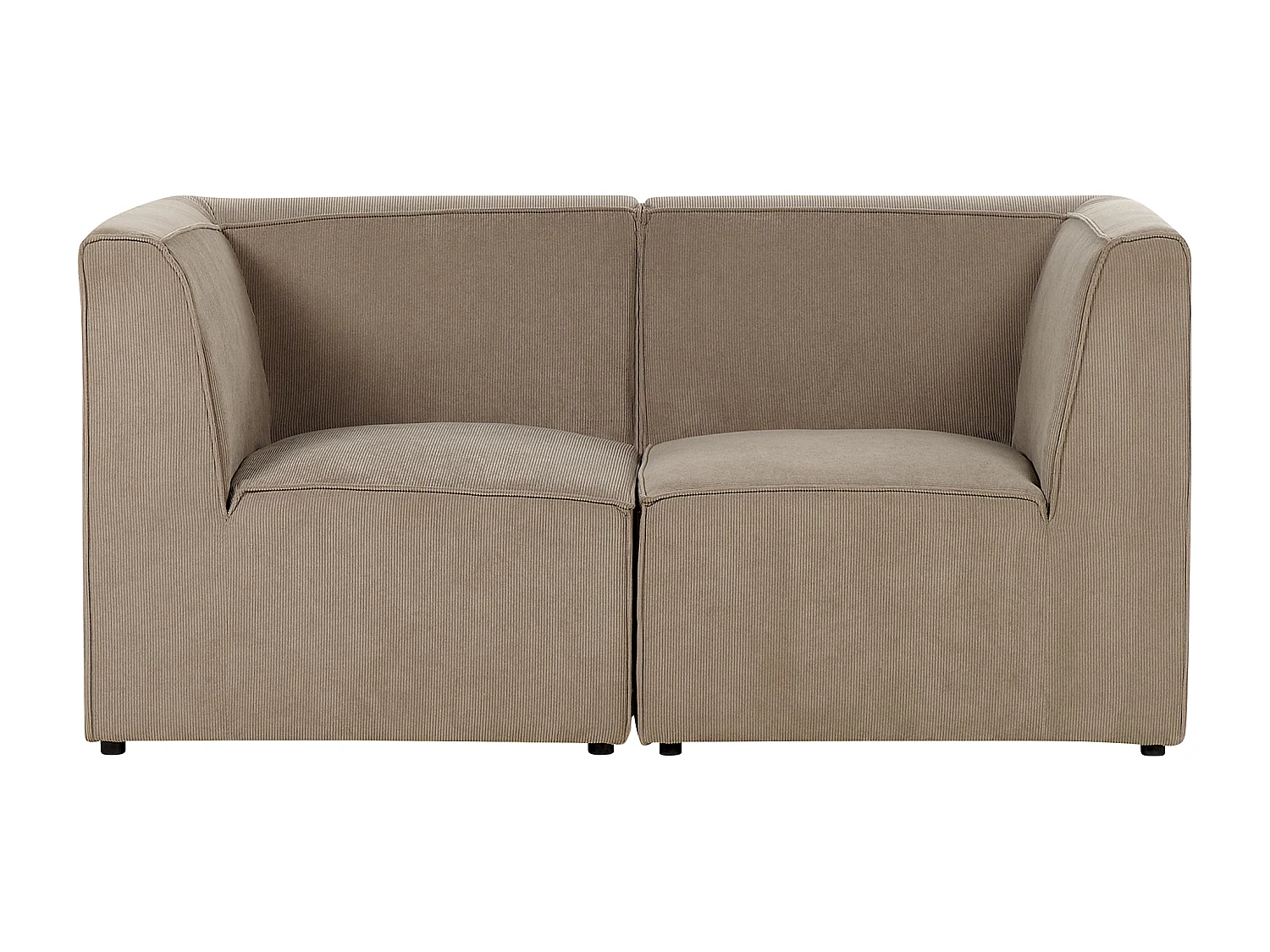 Modernes 2-Sitzer Modul Sofa mit Armlehnen Stoffbezug Cord beige taupe Lemvig