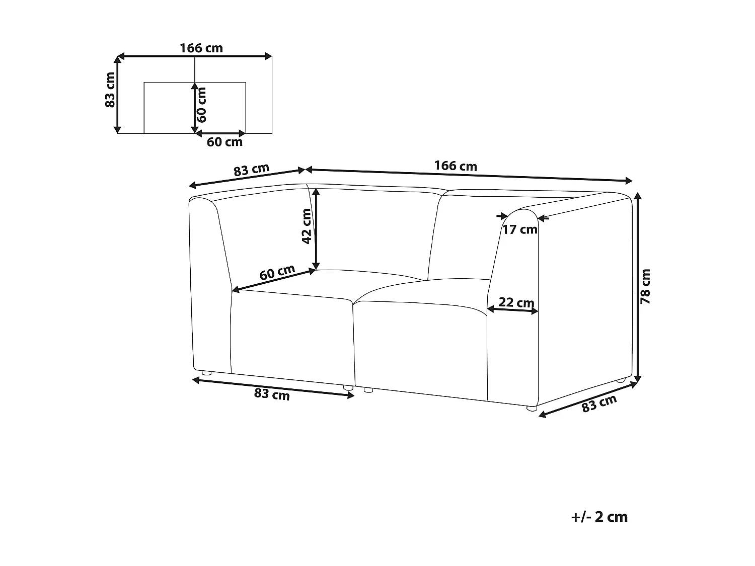 Sofá modular LEMVIG Pana Gris pardo 2 plazas