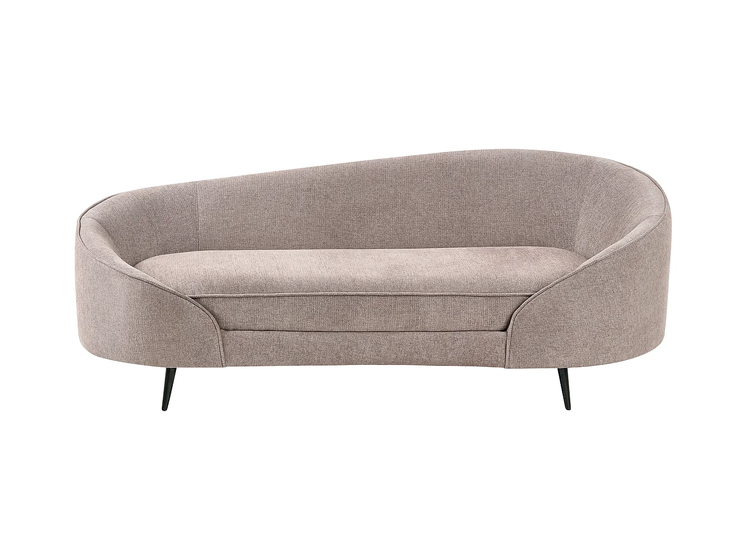 3er Sofa Stoff braun gebogen oval mit schwarzen Metallbeinen Retro Savar
