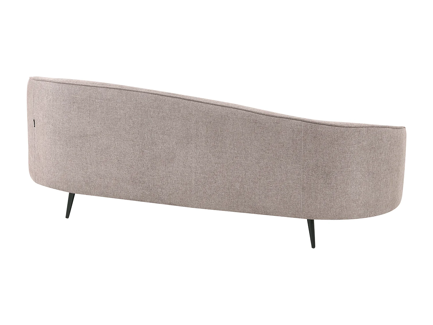 3er Sofa Stoff braun gebogen oval mit schwarzen Metallbeinen Retro Savar